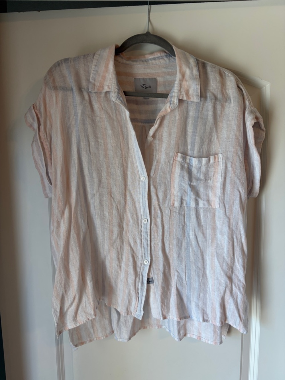 Rails Linen Button Down Top Shirt Blouse Striped